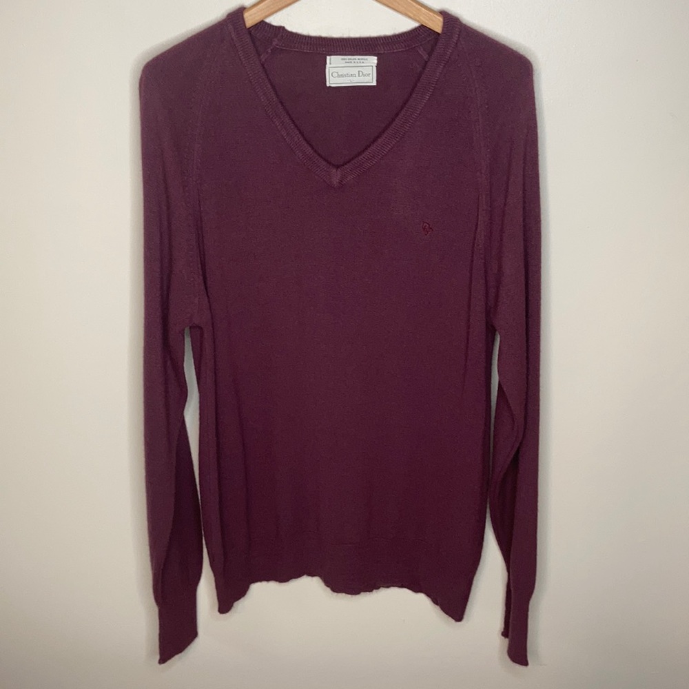 Vintage Christian Dior V Neck Sweater Large